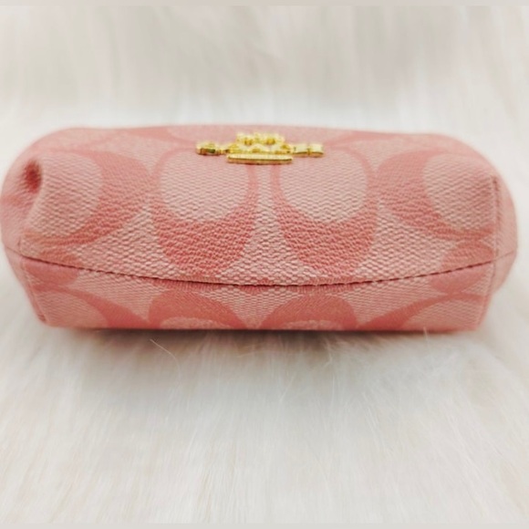 COACH NORA KISSLOCK CARD CASE IN SIGNATURE CANVAS C1708 IM/CANDY PINK - Picture 5 of 7